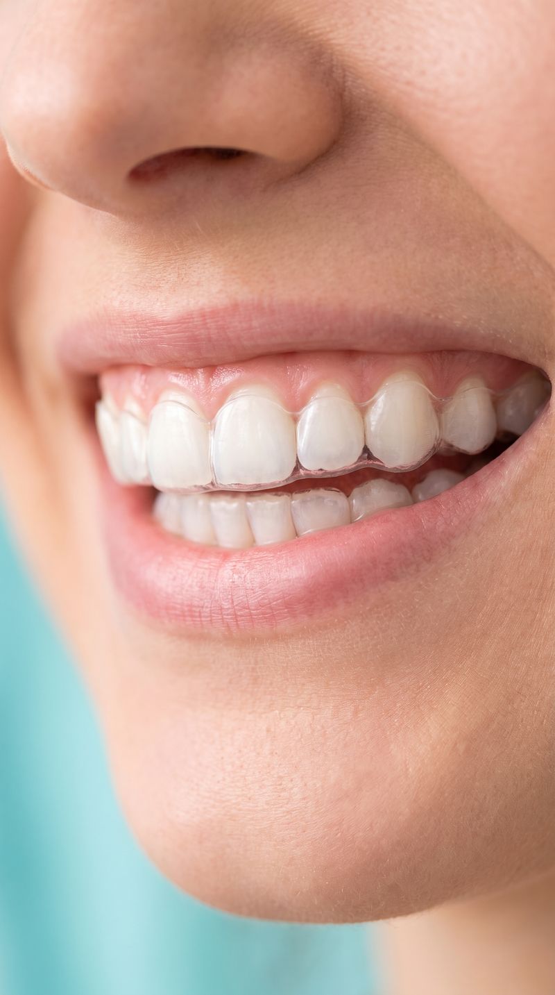 Sourire à la teinte naturellement claire, avec une gouttière d'éclaircissement transparente