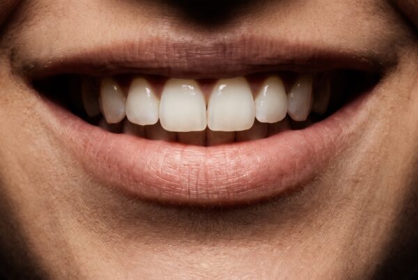 Sourire naturel en lumière de studio, sans visage
